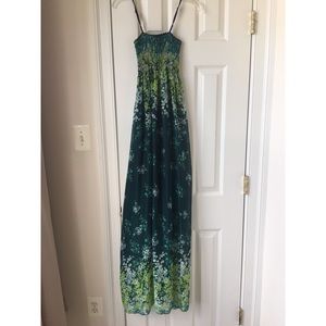 Floral Maxi Dress - Blue and Green